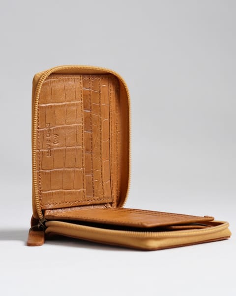 Tokyo Men’s Original Leather Zipper Wallet - (Croco Rich Tan) - Image 2