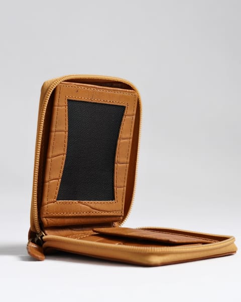 Tokyo Men’s Original Leather Zipper Wallet - (Croco Rich Tan) - Image 7