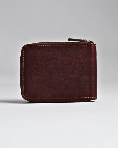 Tokyo Men’s Original Leather Zipper Wallet (Vintage Brown) - Image 3