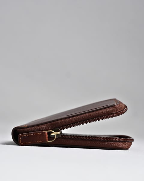 Tokyo Men’s Original Leather Zipper Wallet (Vintage Brown) - Image 5