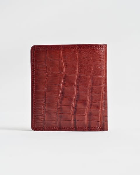 Aubrey - Men’s Original Leather Wallet (Croco Brown & Cherry Blend) - Image 3