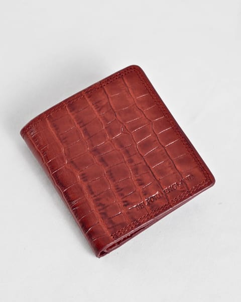 Aubrey - Men’s Original Leather Wallet (Croco Brown & Cherry Blend) - Image 8