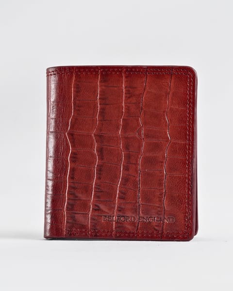 Aubrey - Men’s Original Leather Wallet (Croco Brown & Cherry Blend) - Image 9