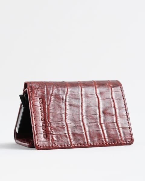 Barcelano - Men’s Original Leather Wallet | One-Click Card Access (Croco Brown and Cherry Blend) - Image 6