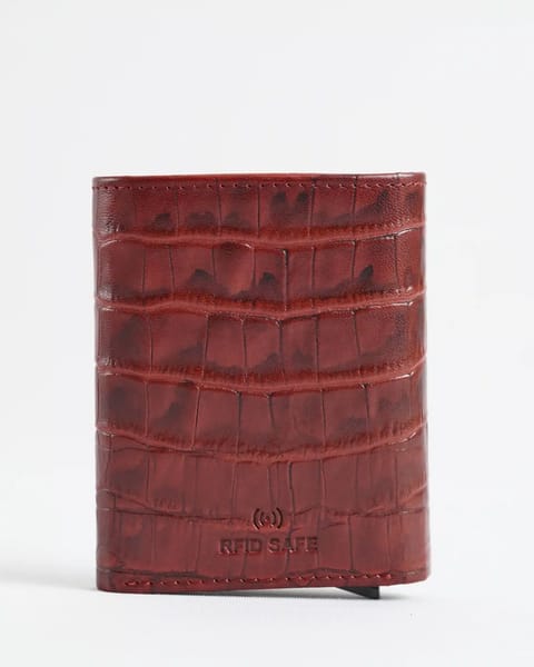 Barcelano - Men’s Original Leather Wallet | One-Click Card Access (Croco Brown and Cherry Blend) - Image 7