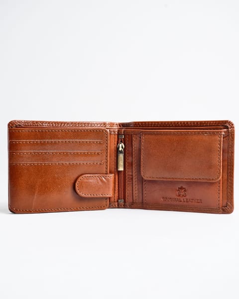 Cambridge - Men’s Original Leather Wallet - LION (Dual Tone Cognac) - Image 2