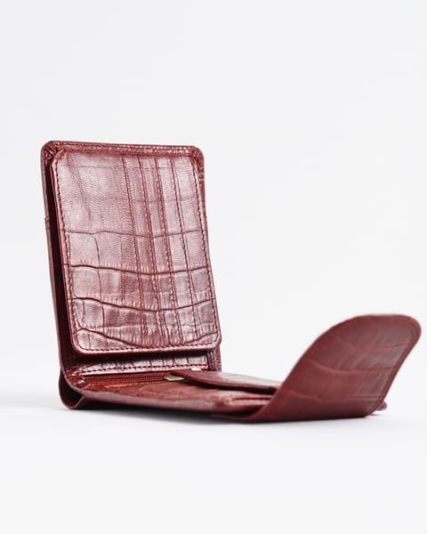 Derby - Men’s Original Leather Wallet (Croco Brown & Cherry Blend) - Image 4