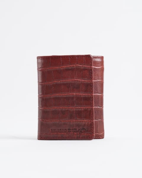 Detroit - Men’s Original Leather [Smart Card Pop UP] Wallet (Croco Brown & Cherry Blend) - Image 6
