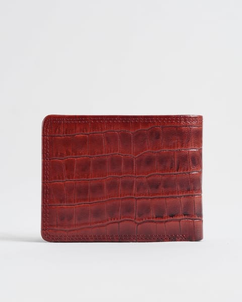 Harvard Men’s Original Leather Wallet (Croco Brown & Cherry Blend) - Image 5