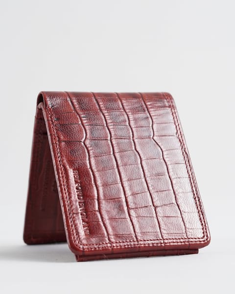 Harvard Men’s Original Leather Wallet (Croco Brown & Cherry Blend) - Image 6