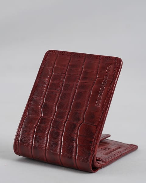 Harvard Men’s Original Leather Wallet (Croco Brown & Cherry Blend) - Image 7