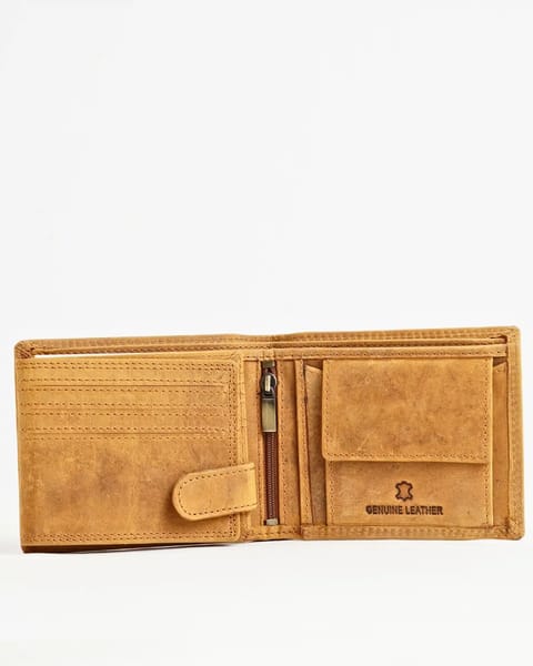 Harvard Men’s Original Leather Wallet (Rugged Series) - Tan - Image 2