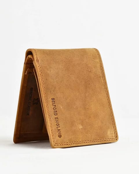 Harvard Men’s Original Leather Wallet (Rugged Series) - Tan - Image 7