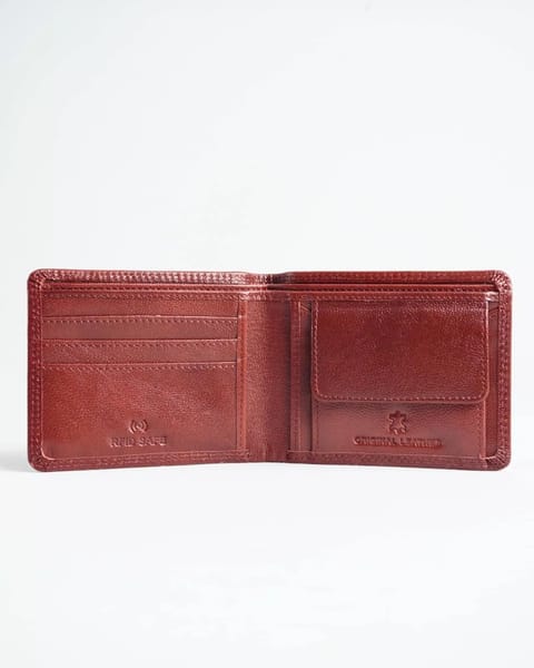 Helston Men’s Original Leather Wallet (Cherry & Brown Blend ) - Image 2