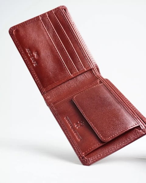 Helston Men’s Original Leather Wallet (Cherry & Brown Blend ) - Image 3
