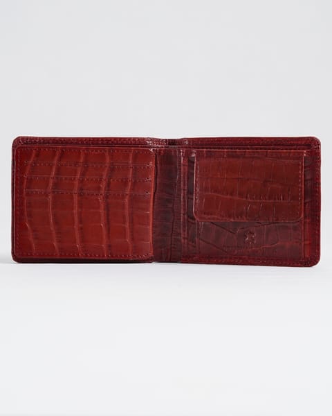 Hudson Men’s Original Leather Wallet (Croco Brown & Cherry Blend) - Image 5