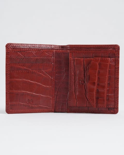 Hyde  Men’s Original Leather Wallet (Croco Brown & Cherry Blend) - Image 3