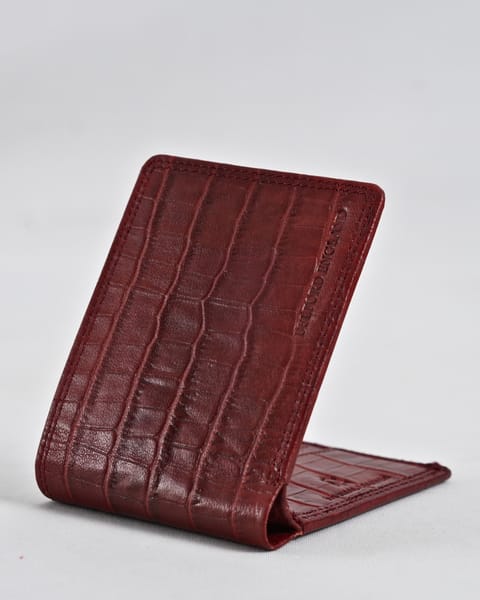 Real Madrid - Men’s Original Sleek Leather Wallet (Croco Brown and Cherry Blend) - Image 7