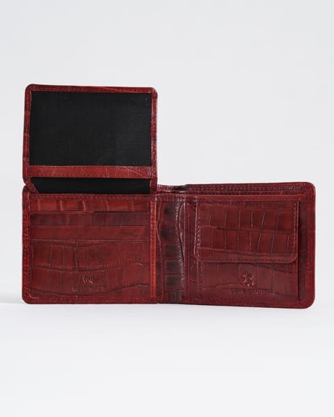 Tanner Men’s Original Leather Wallet (Croco Cherry & Brown Blend ) - Image 3