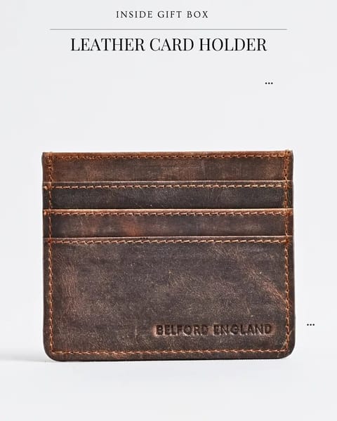 Gift For Men: Personalized Luxury Leather Wallet (Zip Around), Belt & Card Holder Set - Image 5