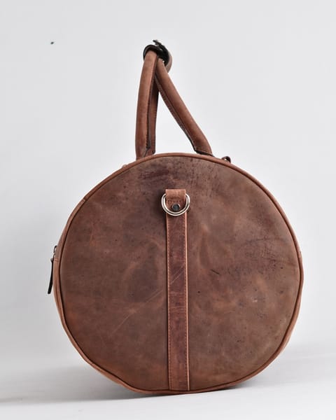 Weekender Duffle  - Original Leather Travel Bag (Rugged Brown) - Image 5