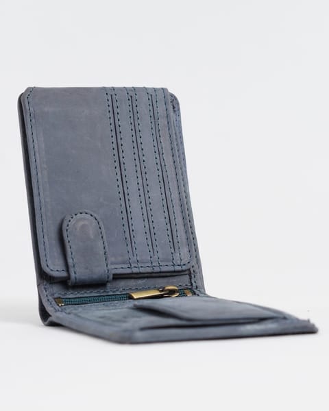 Cambridge (Limited Edition) Men’s Original Leather Wallet - Rugged Blue - Lion - Image 2