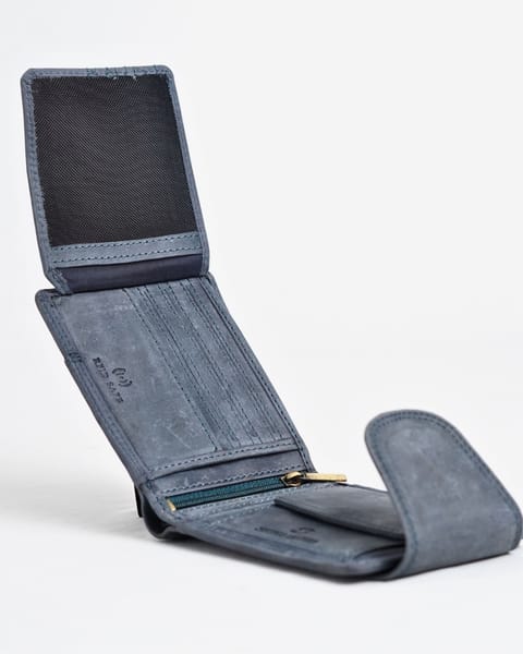 Derby - Men’s Original Leather Wallet (Rugged Blue) - Image 4