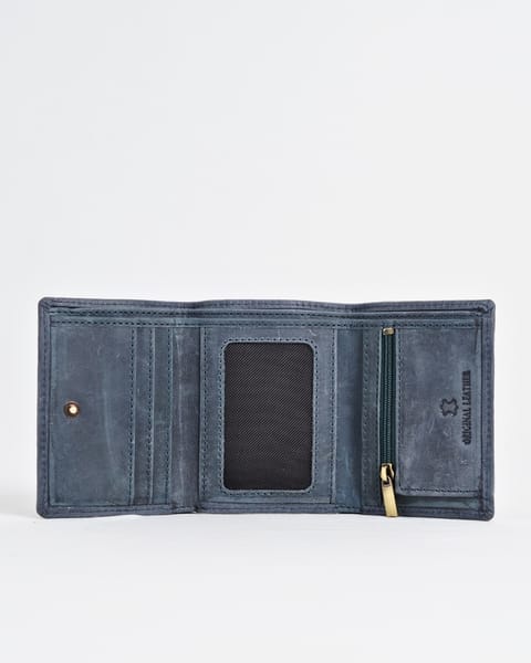 Dublin - Men’s Original Leather Trifold Wallet (Rugged Blue) - Image 3