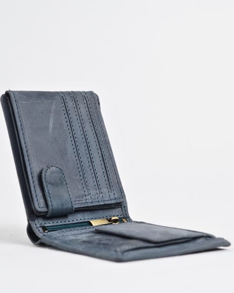 Harvard Men’s Original Leather Wallet (Rugged Blue) - Image 6