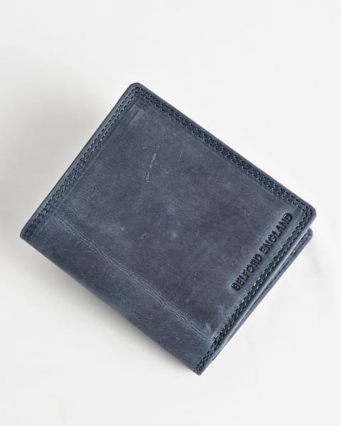 Hyde [Sleek Series] Men’s Original Leather Wallet (Rugged Blue)