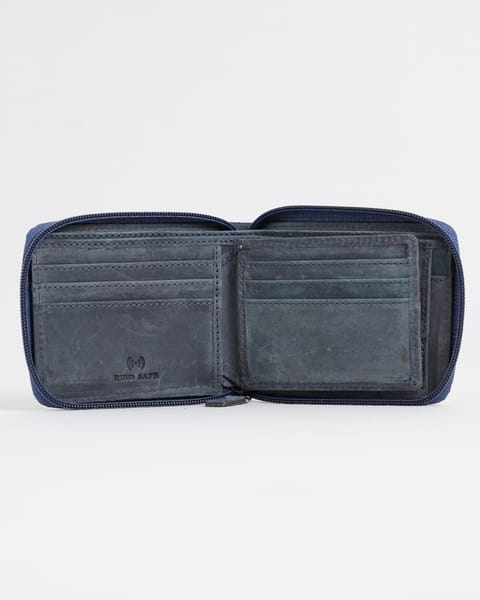 Tokyo Men’s Original Leather Zipper Wallet (Rugged Blue) - Image 5