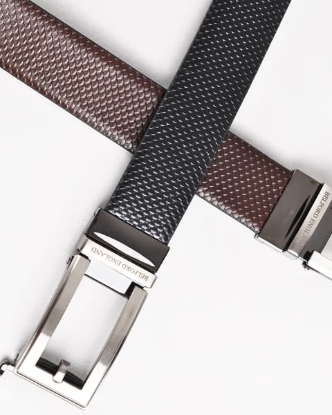 Swiss - Men's Original Leather Belt  Reversible (Salmon Black and Brown) - 28-44 - Image 6