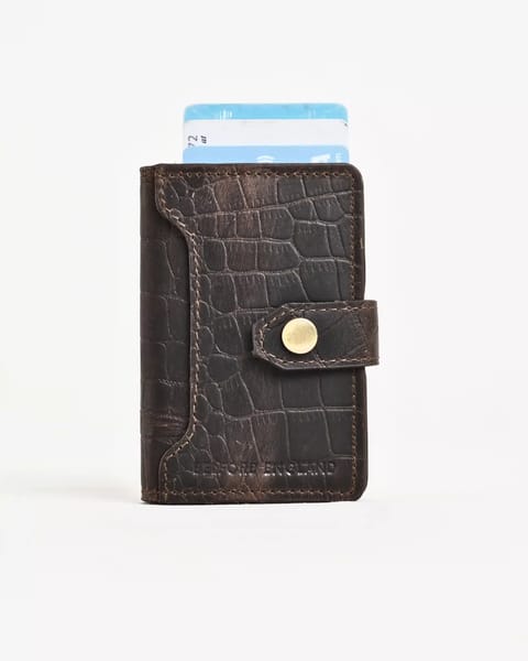 Las Vegas - Men’s Original Leather Wallet - One-Click Card Access - (Croco Rugged Brown)