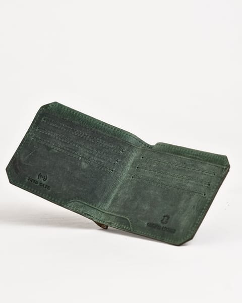 Miami (Sleek Series) - Men’s Original Leather Wallet (Rugged Green) - Image 7