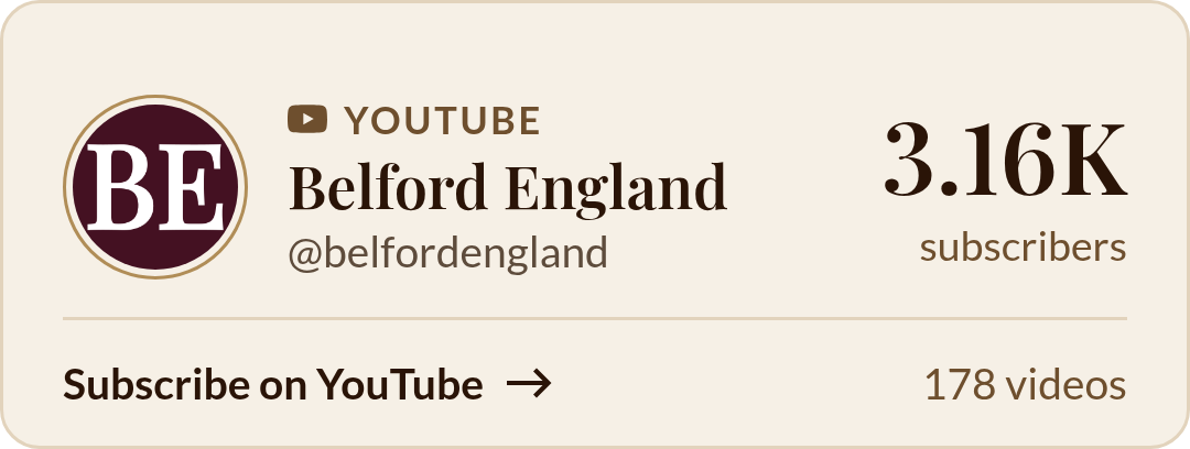 Visit Belford England on YouTube (3.16K subscribers, 178 videos), opens in a new tab