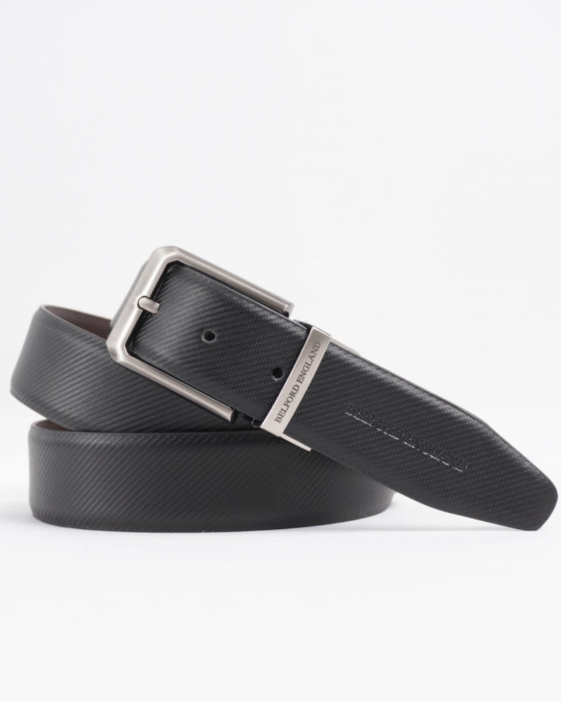 Lazio Men's Original Leather Belt Reversible (Black & Brown)