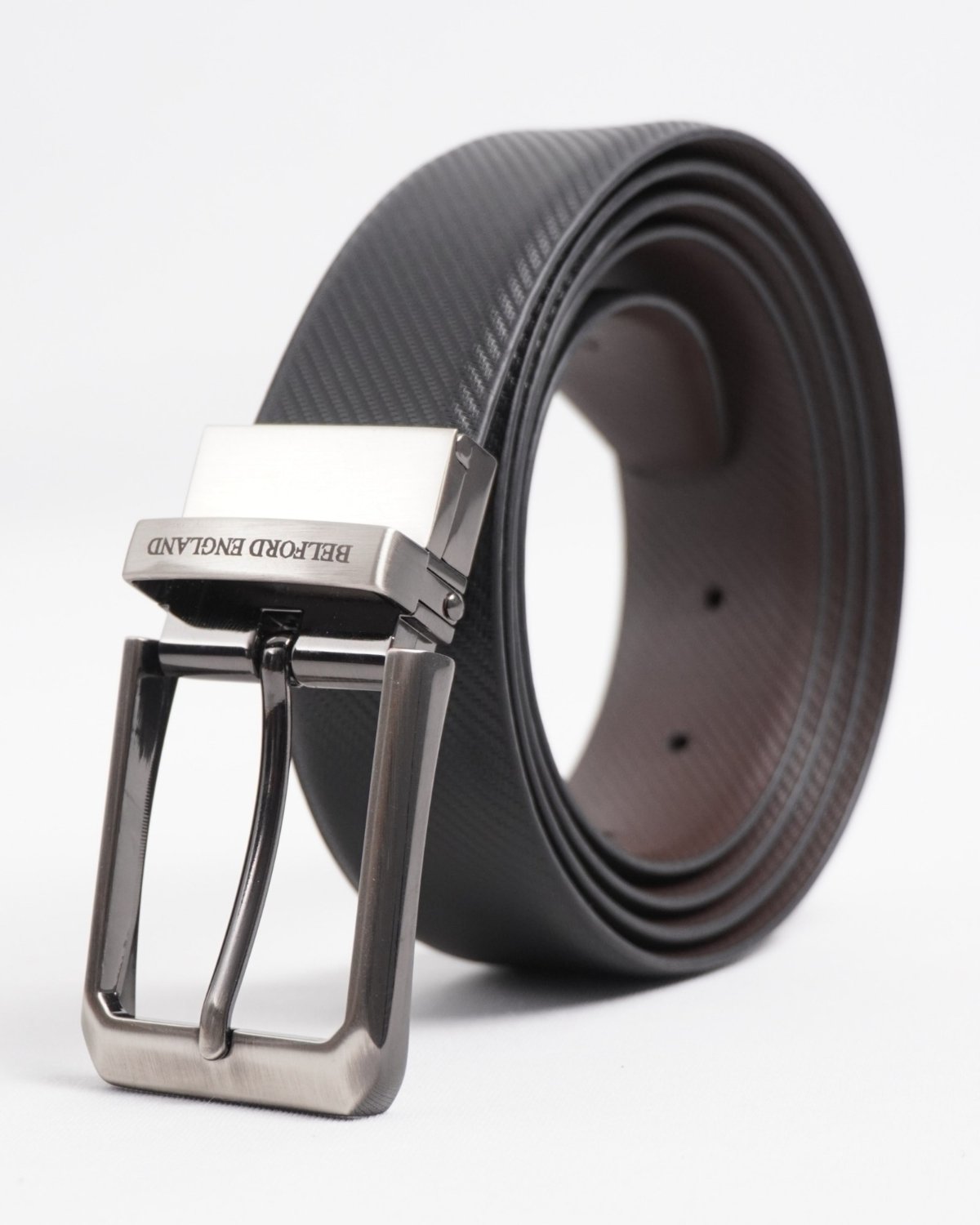 Lazio Men's Original Leather Belt Reversible (Black & Brown) - 28-44 - Fits Waist Size: 28-44