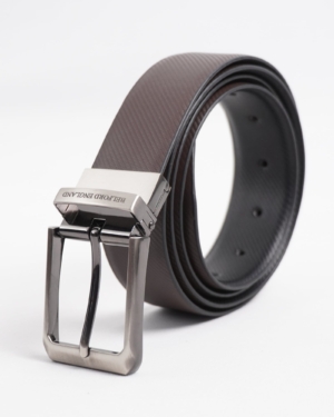 Lazio Men's Original Leather Belt Reversible (Black & Brown)