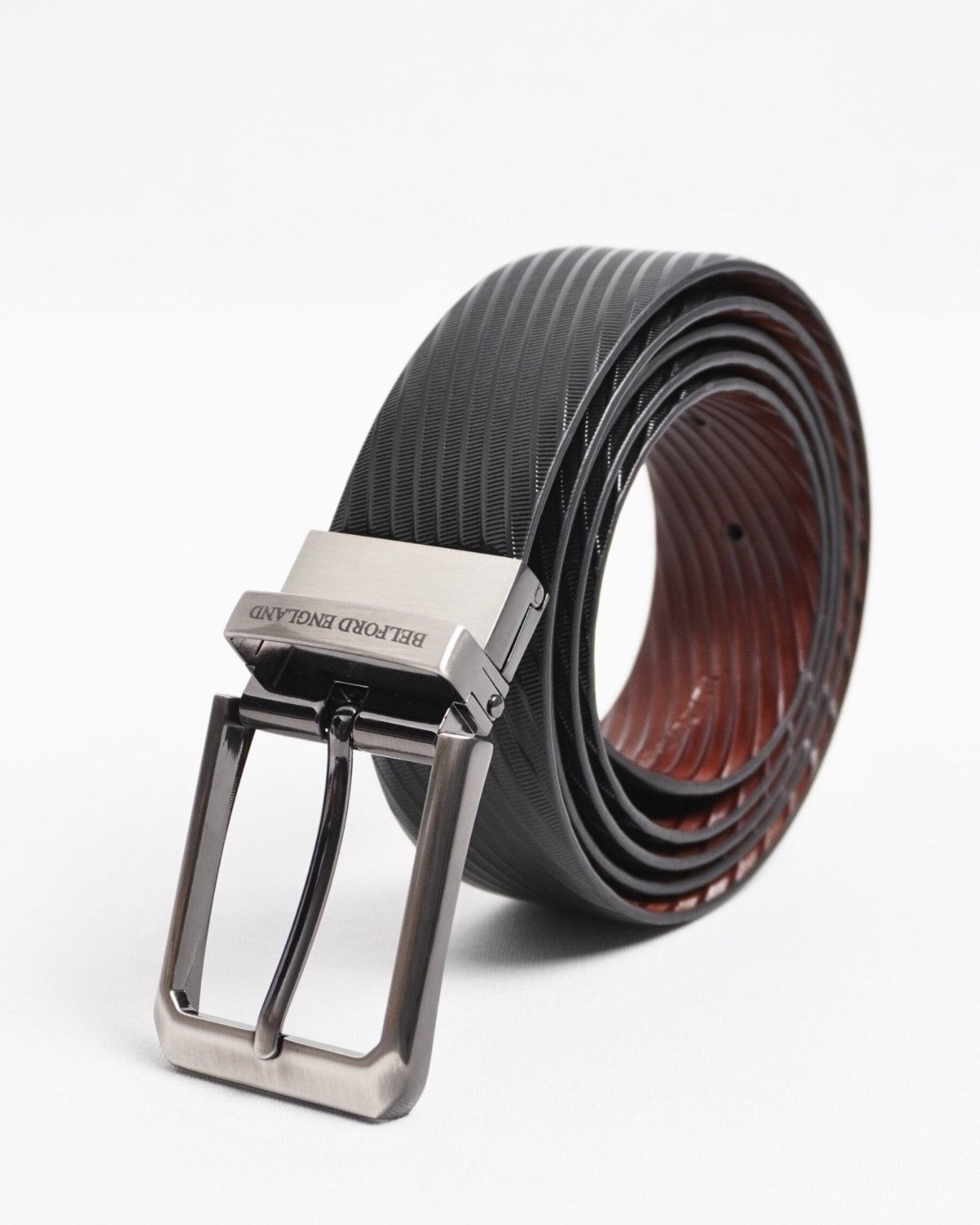 Luton Men's Original Leather Belt Reversible (Black & Brown) - 28-44 - Fits Waist Size: 28-44