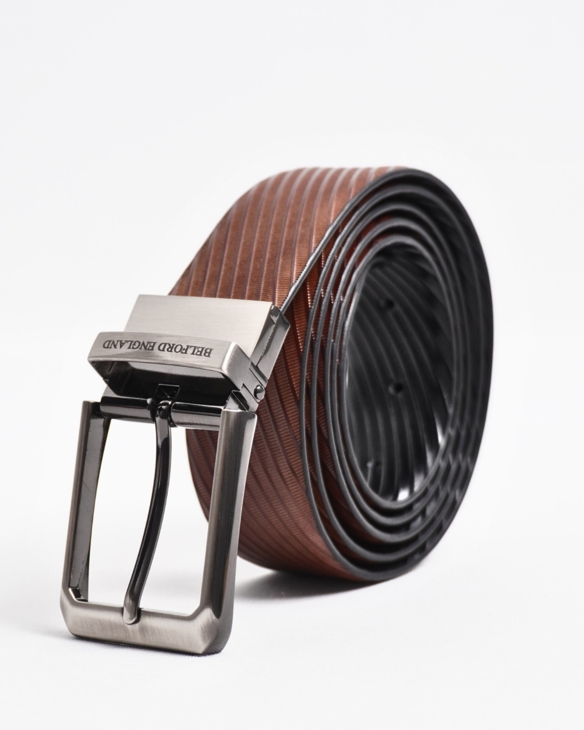 Luton Men's Original Leather Belt Reversible (Black & Brown) - 28-44 - Fits Waist Size: 28-44