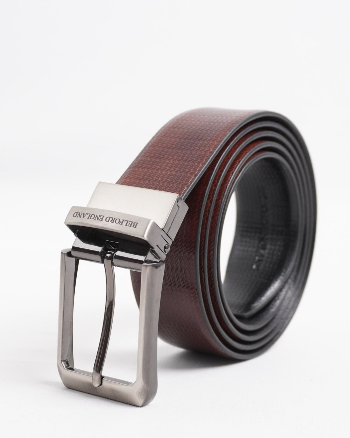 Milan Men's Original Leather Belt Reversible (Black & Brown) - 28-44 - Fits Waist Size: 28-44