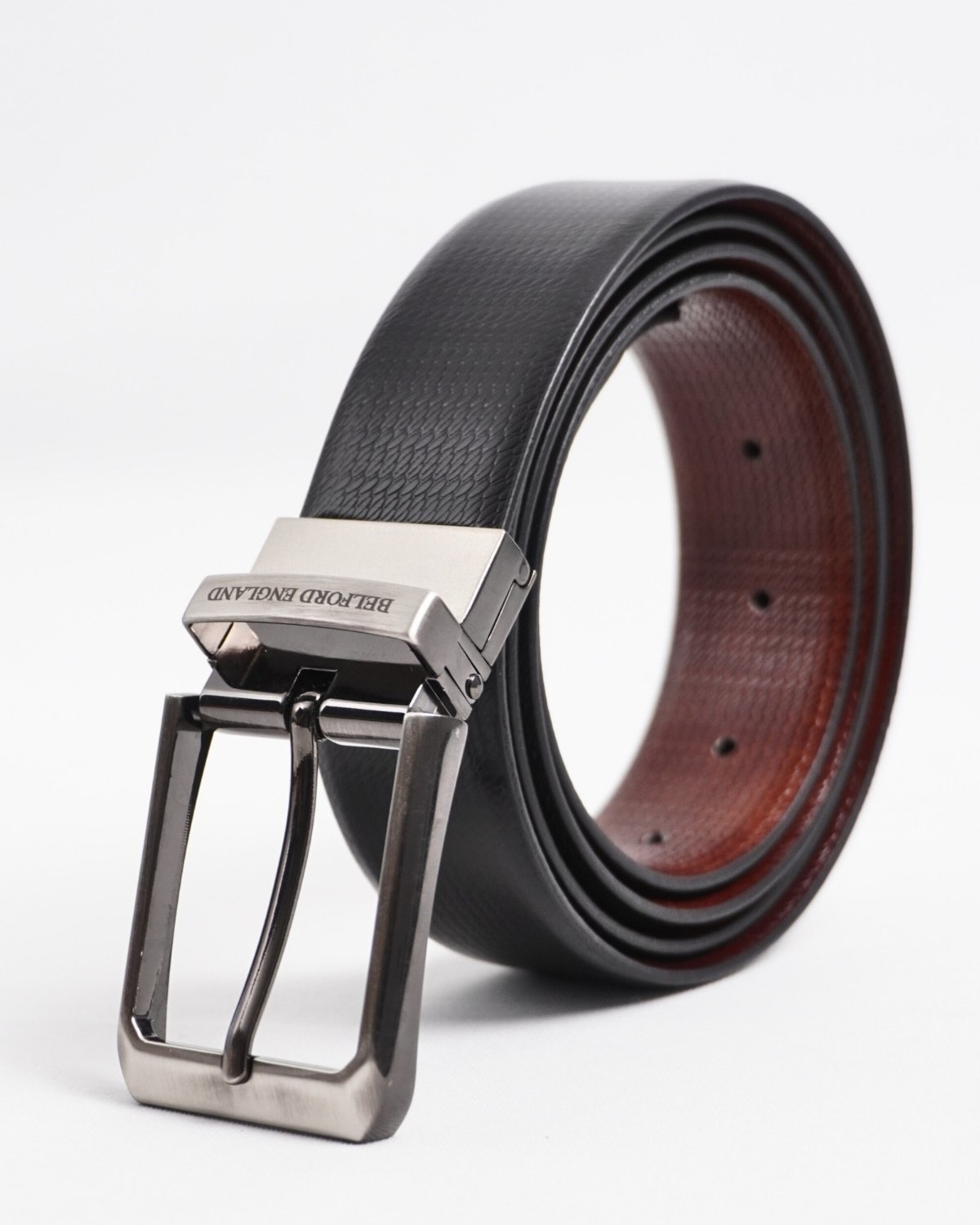 Milan Men's Original Leather Belt Reversible (Black & Brown) - 28-44 - Fits Waist Size: 28-44