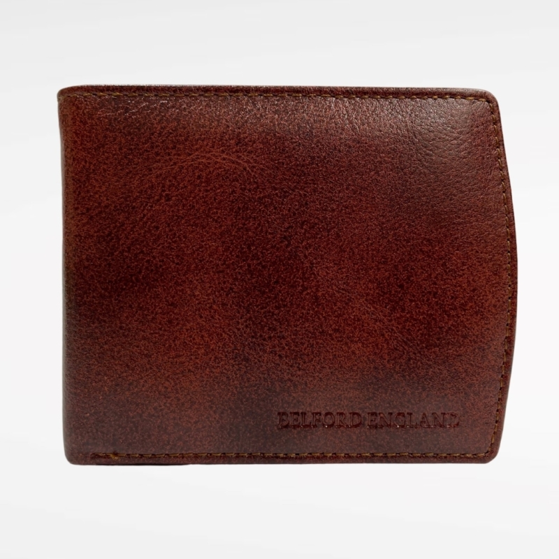 Darry - Men’s Original Leather D Shape Wallet (Brown & Cherry Blend)