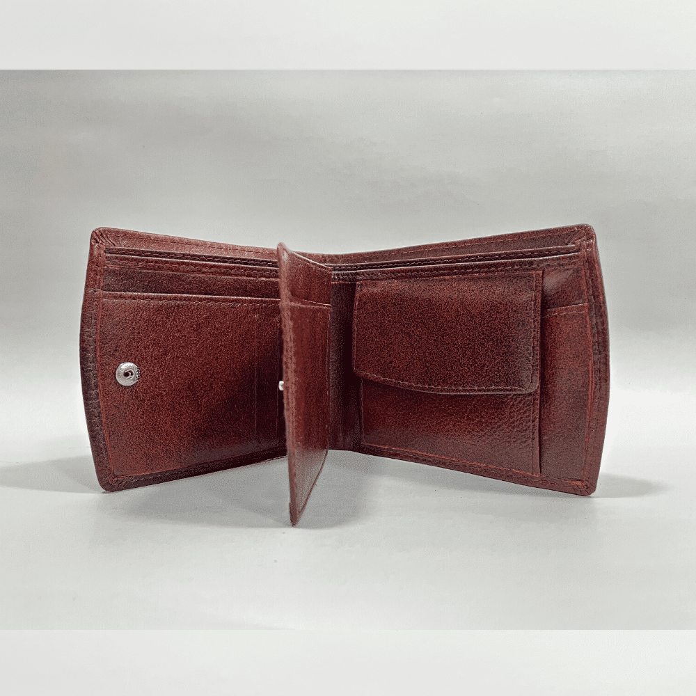 Darry - Men’s Original Leather D Shape Wallet (Brown & Cherry Blend) Darry - Men’s Original Leather D Shape Wallet (Brown & Cherry Blend)