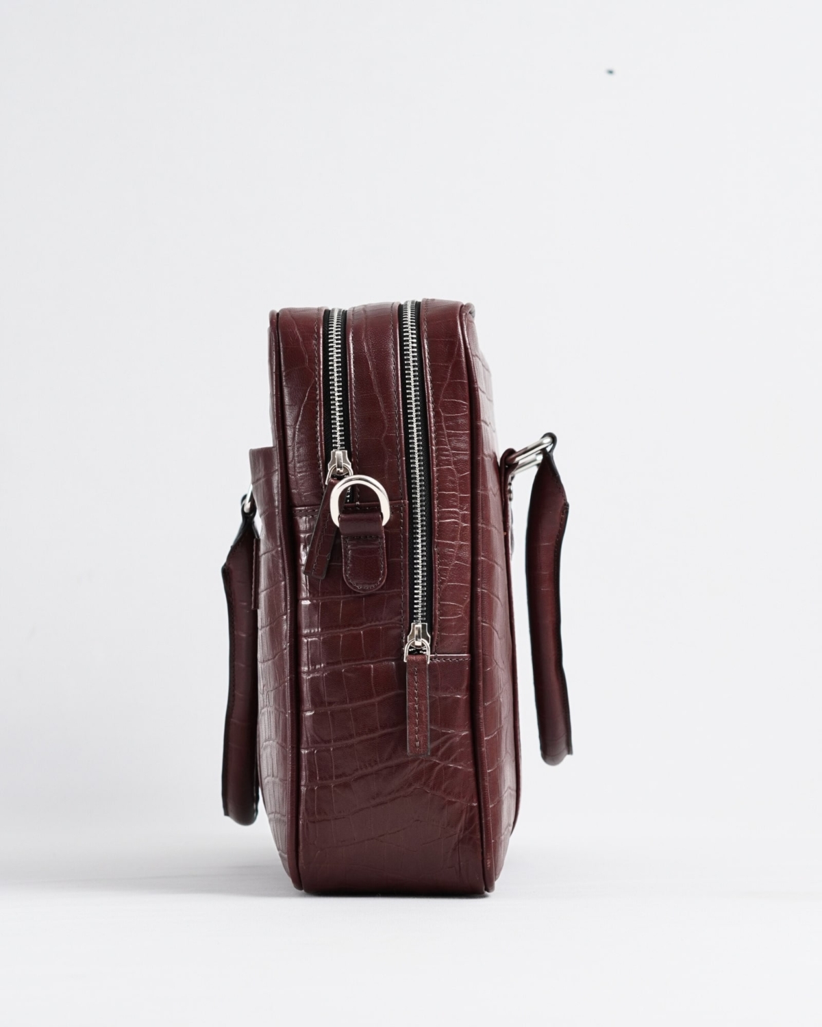 Executive Men's 100% Original Leather Large Briefcase - croco-rich-brown - Color: Croco-rich-brown