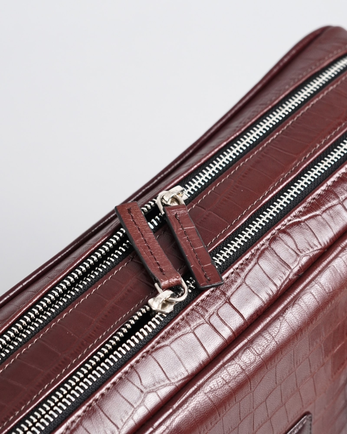 Executive Men's 100% Original Leather Large Briefcase - croco-rich-brown - Color: Croco-rich-brown