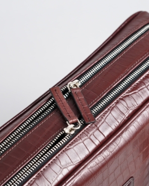 Executive Men's Original Leather Briefcase (Croco Rich Brown)