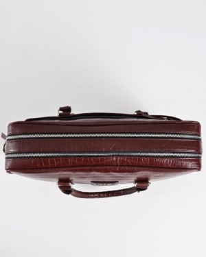 Executive Men's Original Leather Briefcase (Croco Rich Brown)