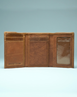 Donchester Men’s Original Leather Tri-Fold Wallet (Vintage Tan)