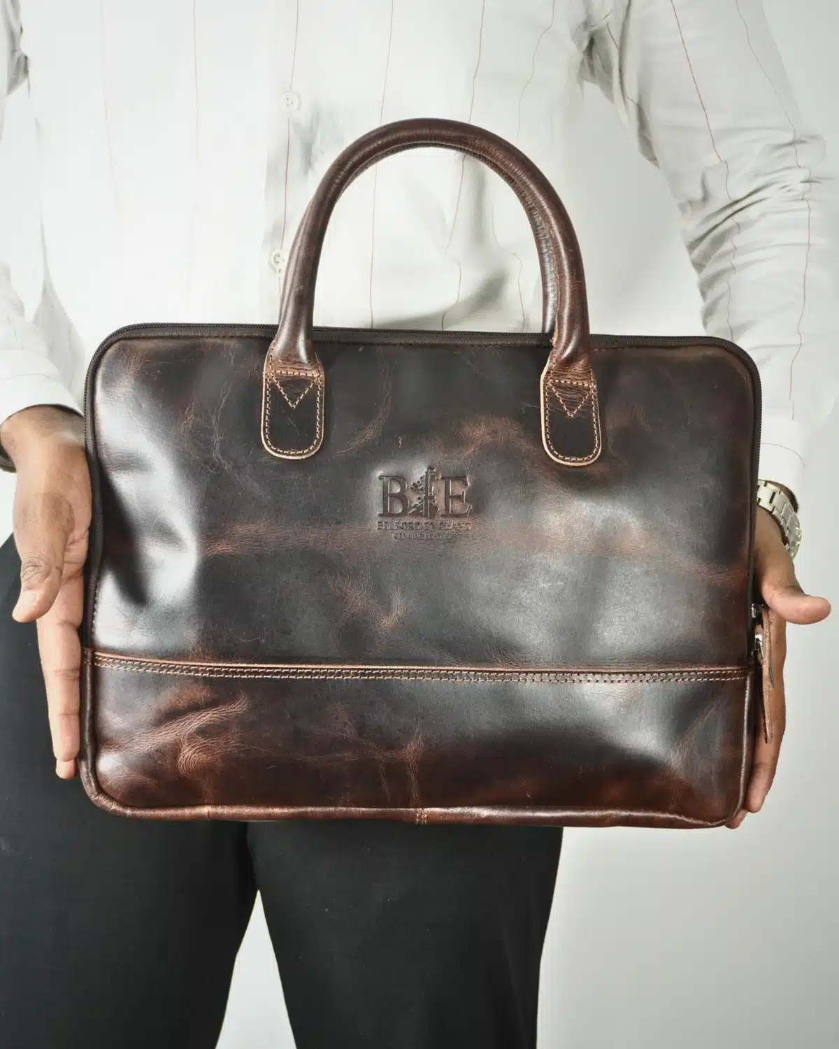 Executive Sleek Series - Men's Original Leather Laptop Bag (Dark Brown) Executive Sleek Series - Men's Original Leather Laptop Bag (Dark Brown)